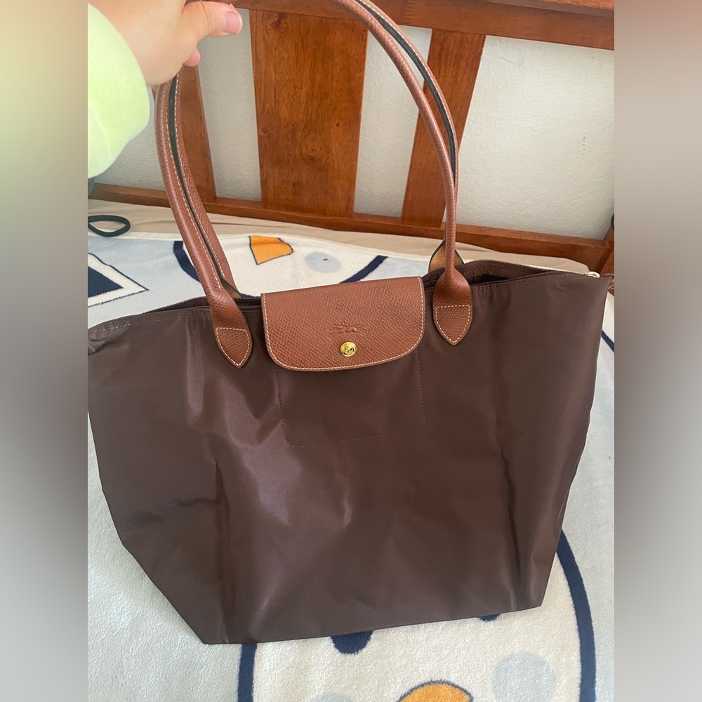 Longchamp Le Pliage folding tote bag medium size Ebony brown color - Picture 2 of 13